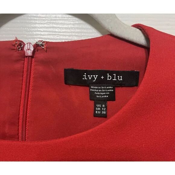 NWT Ivy + Blue Red 3/4 Victorian Sleeve Dress Size 8 - Picture 3 of 6